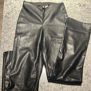 H&M black leather pants